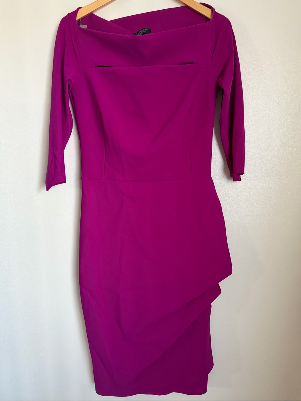 Chiara Boni La Petite Robe Kate Dress Boat Neck Midi Fuchsia Purple IT 46 US 10 - Picture 2 of 11